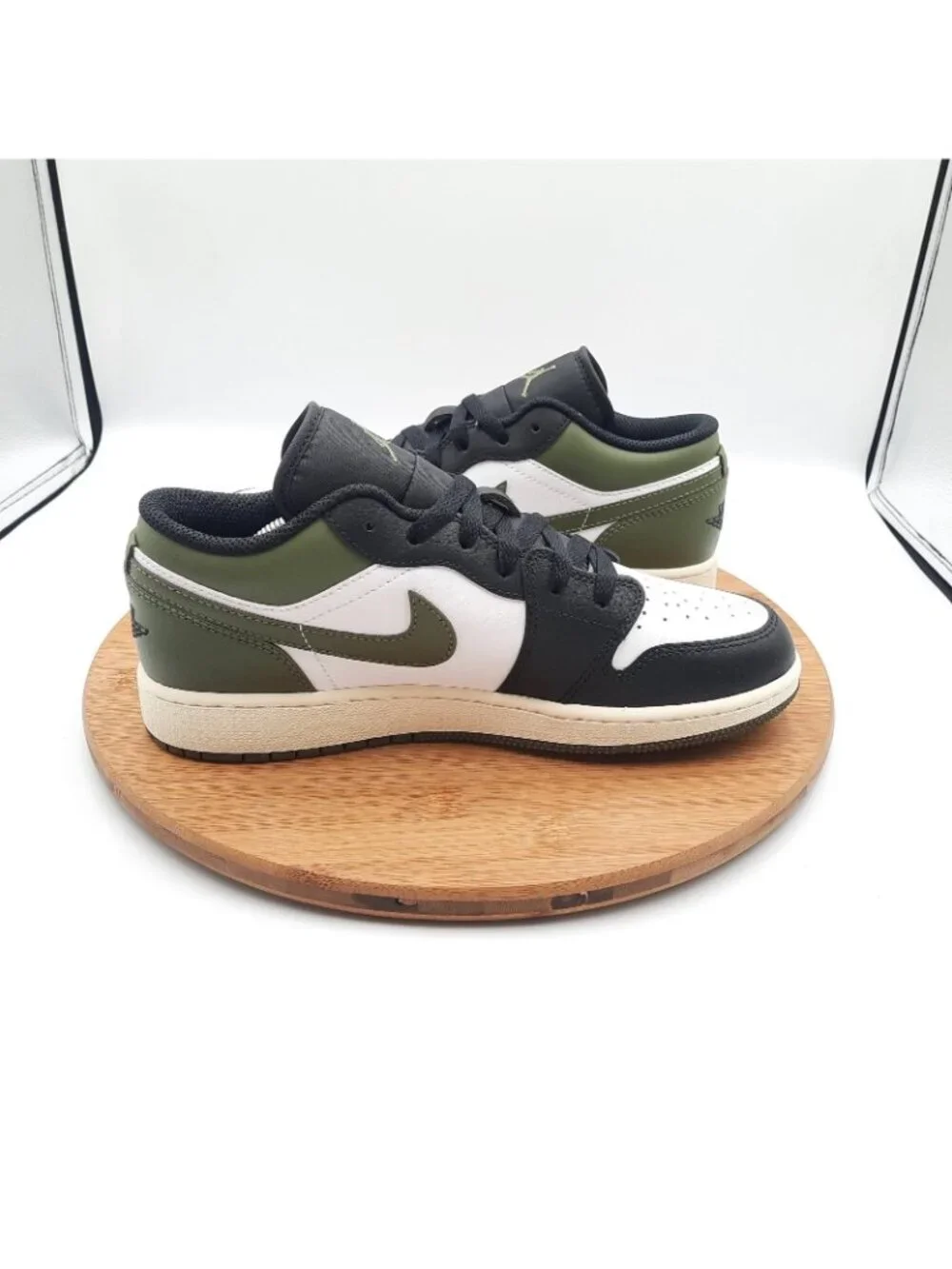 Nike Air Jordan 1 Low Womens Size 8.5 (7Y) Shoes Black Toe Olive Sneakers NEW
